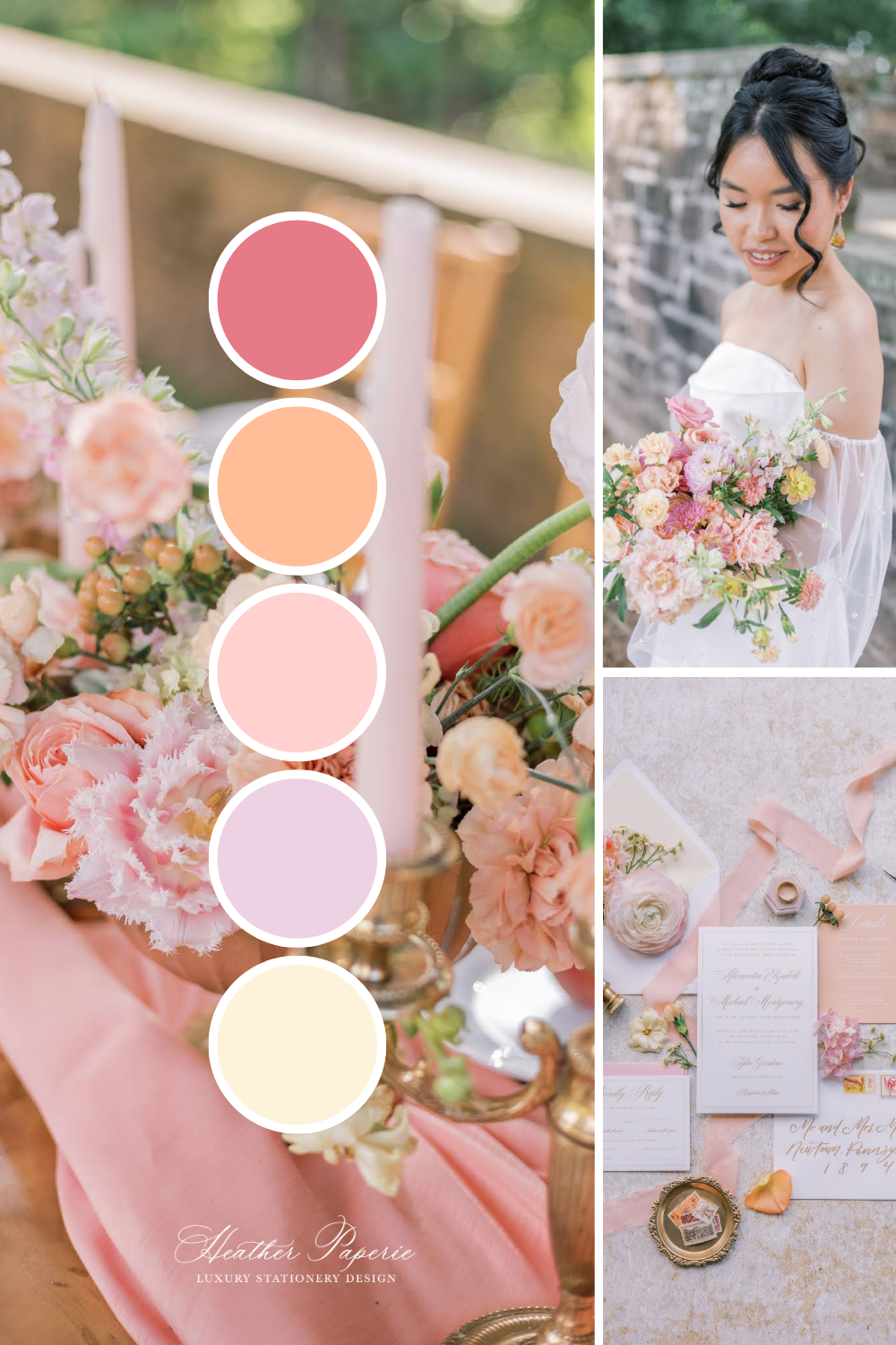Peach and pink summer wedding color palette
