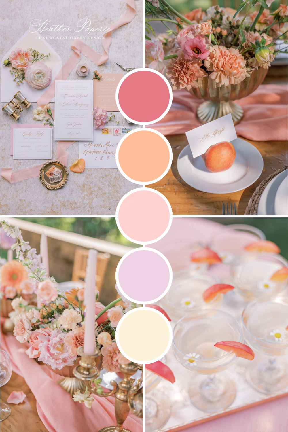 Peach and pink summer wedding color palette