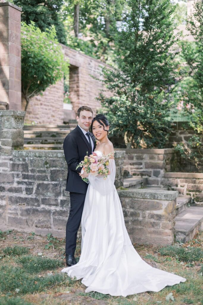 Portrait of bride and groom at Tyler Gardens
