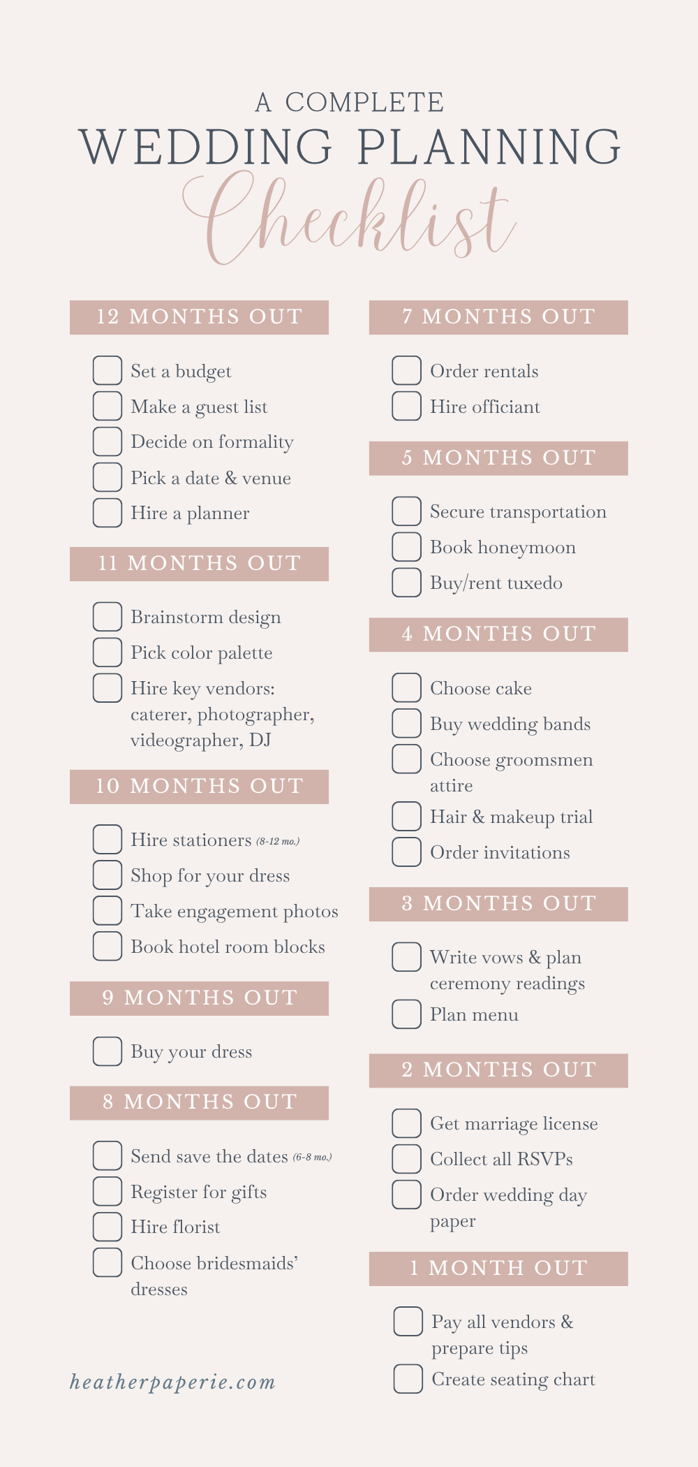 Wedding planning checklist
