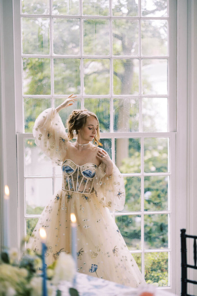 Bridal portrait in whimsical gown