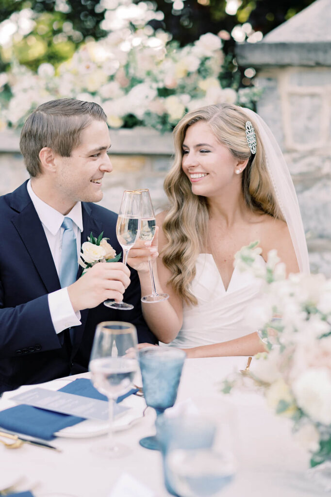 Bride and groom champagne toast