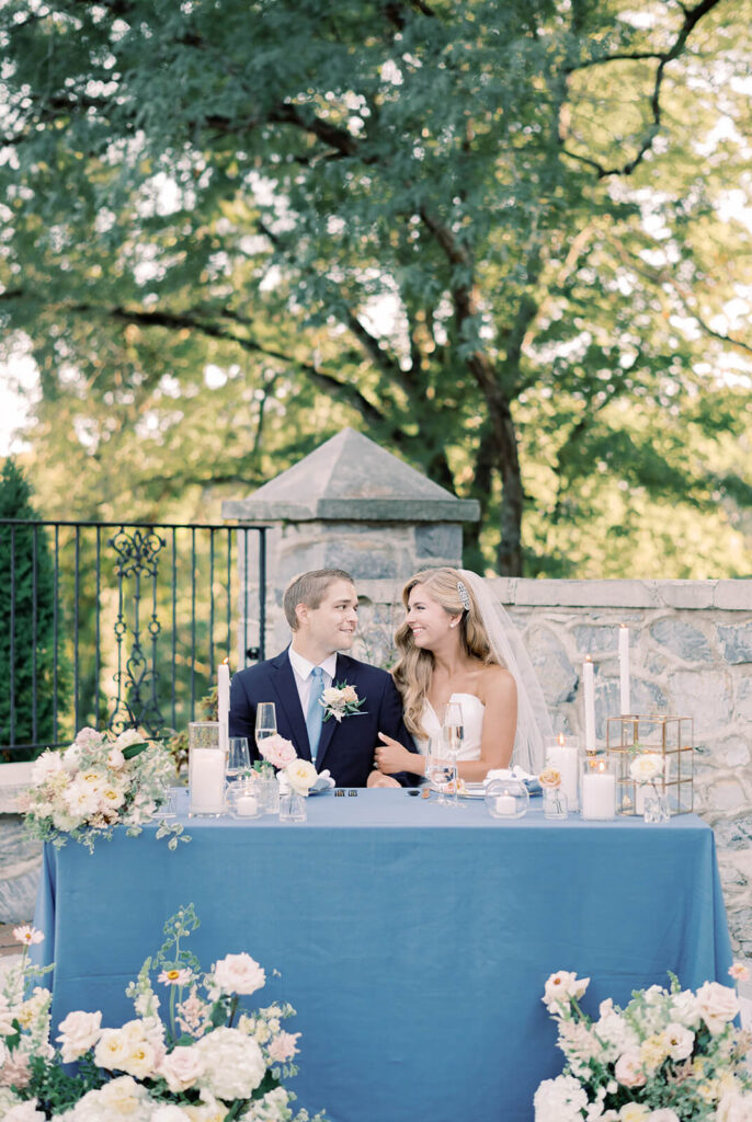 Bride and groom at sweetheart table