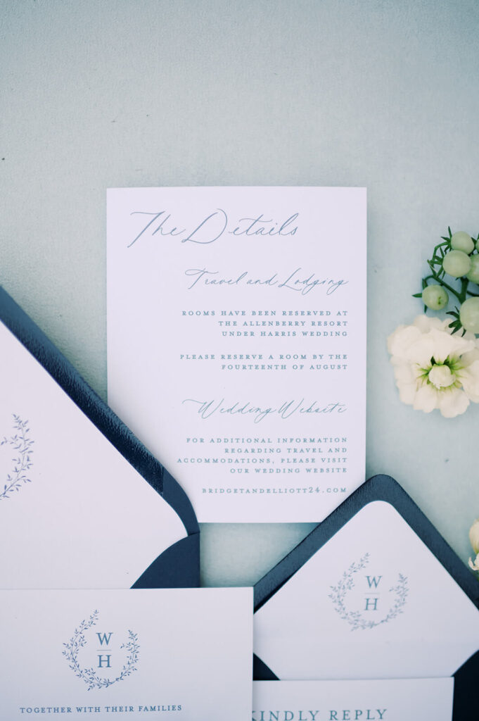 Custom invitation details card