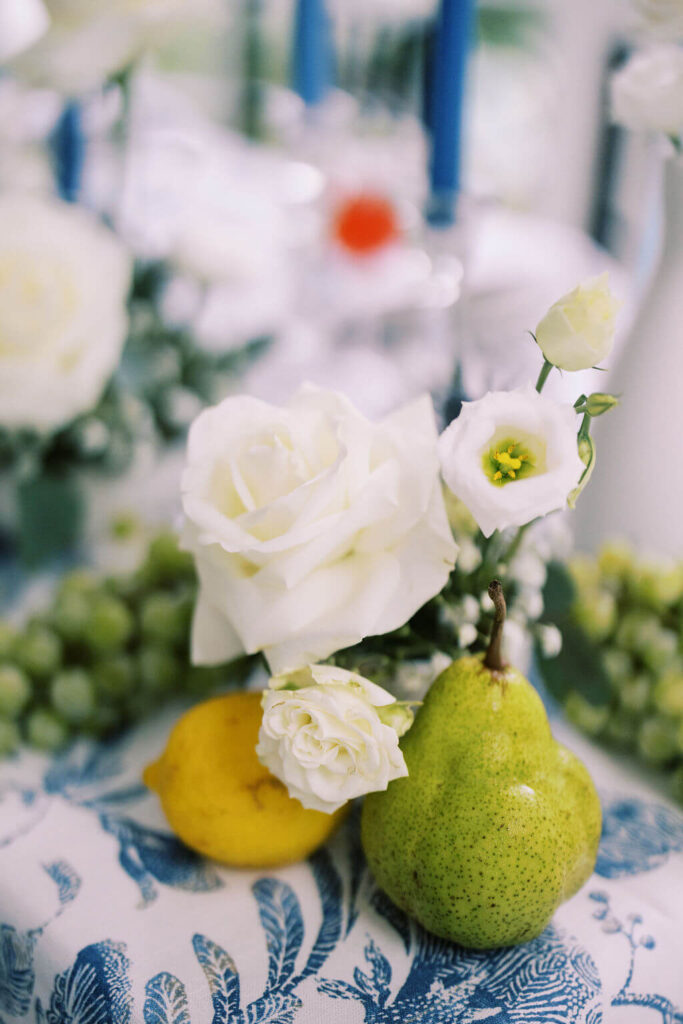 Tablescape florals and fruit