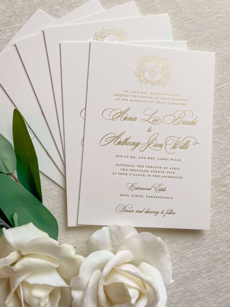 Gold foil pressed invitation