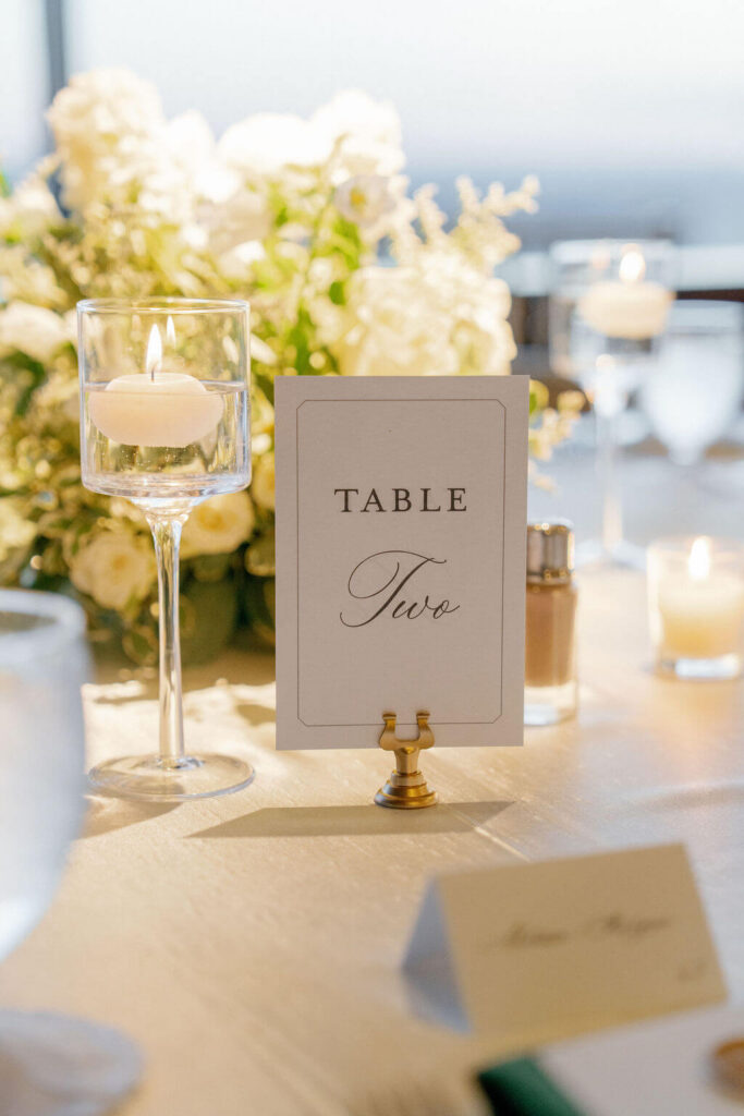 Formal wedding reception table number sign