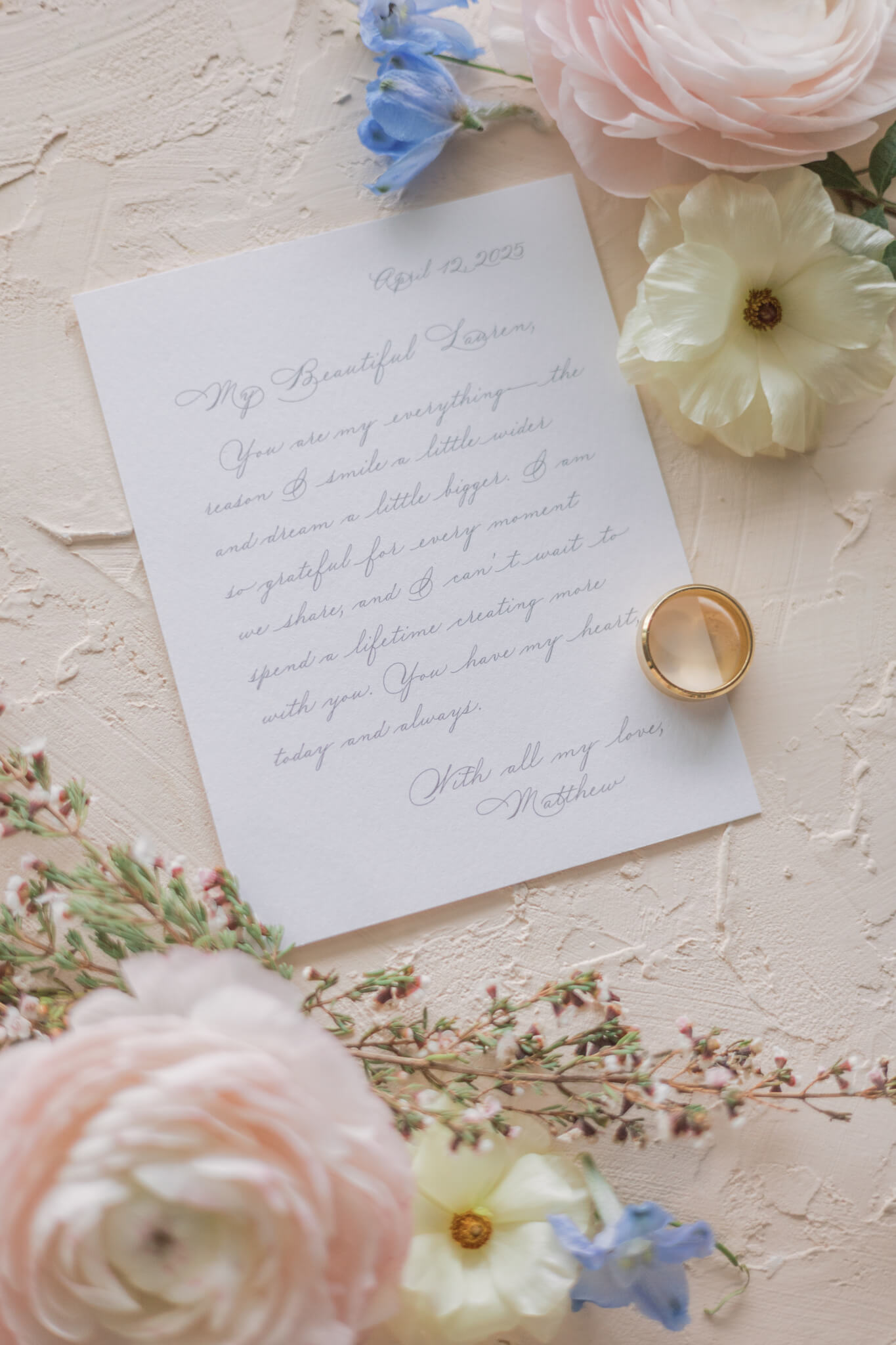 Romantic letter to bride from groom