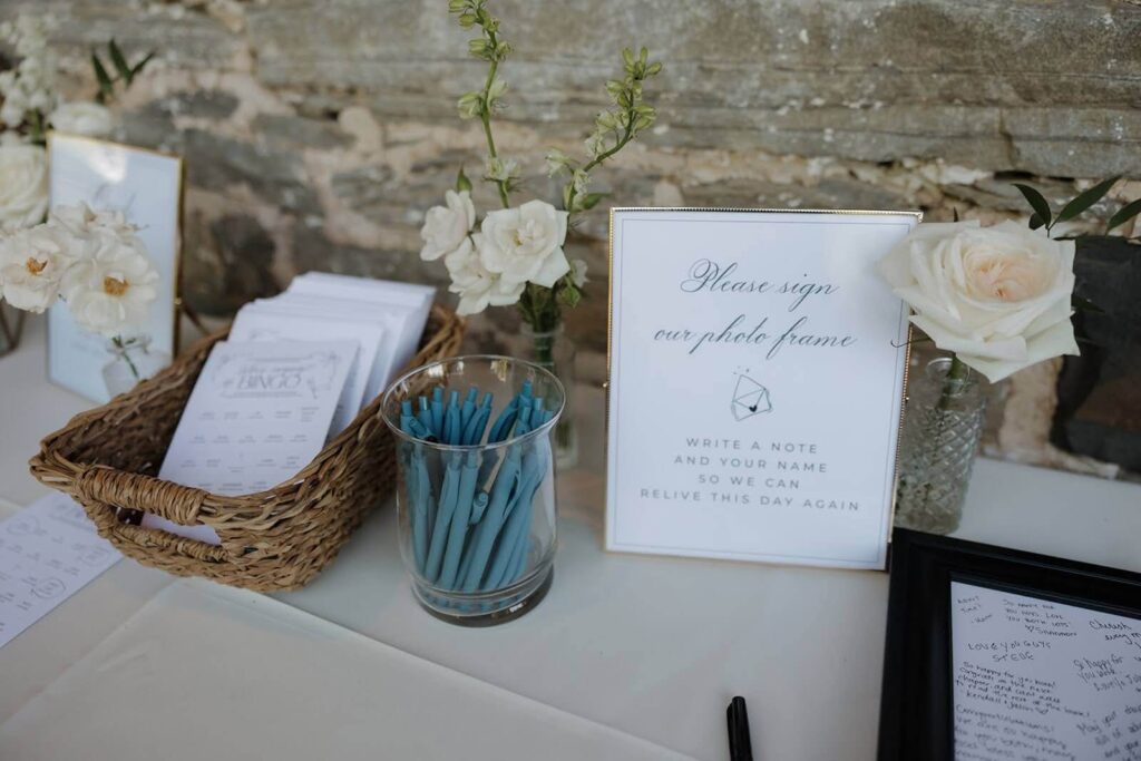 Photo guestbook sign with instructions
