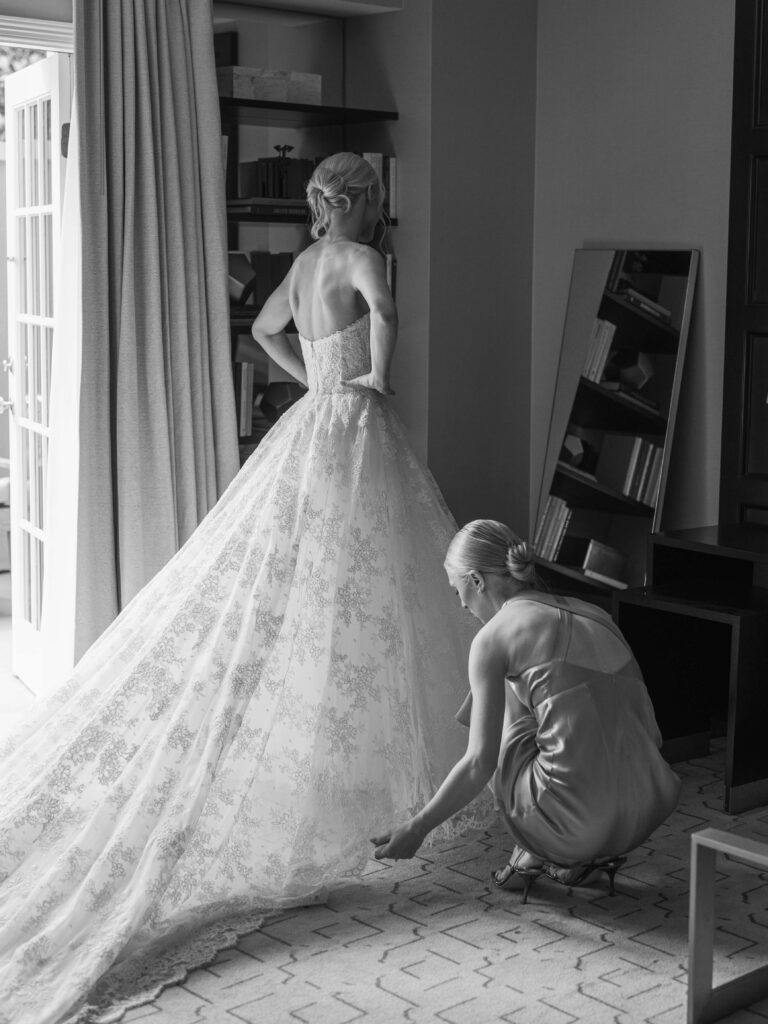 Bride getting ready on her wedding day