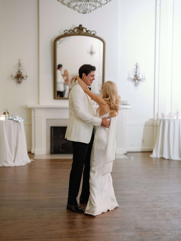 Bride and groom during private dance