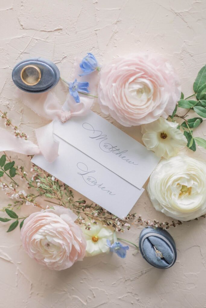 Calligraphed wedding name cards