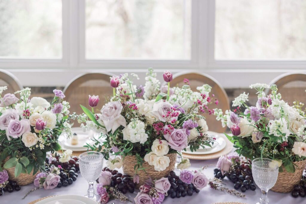 Spring wedding color palette floral in shades of purple