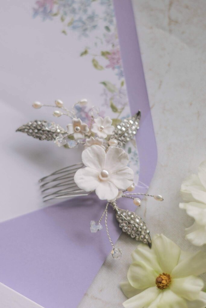 Floral lilac wedding invitation envelope liner