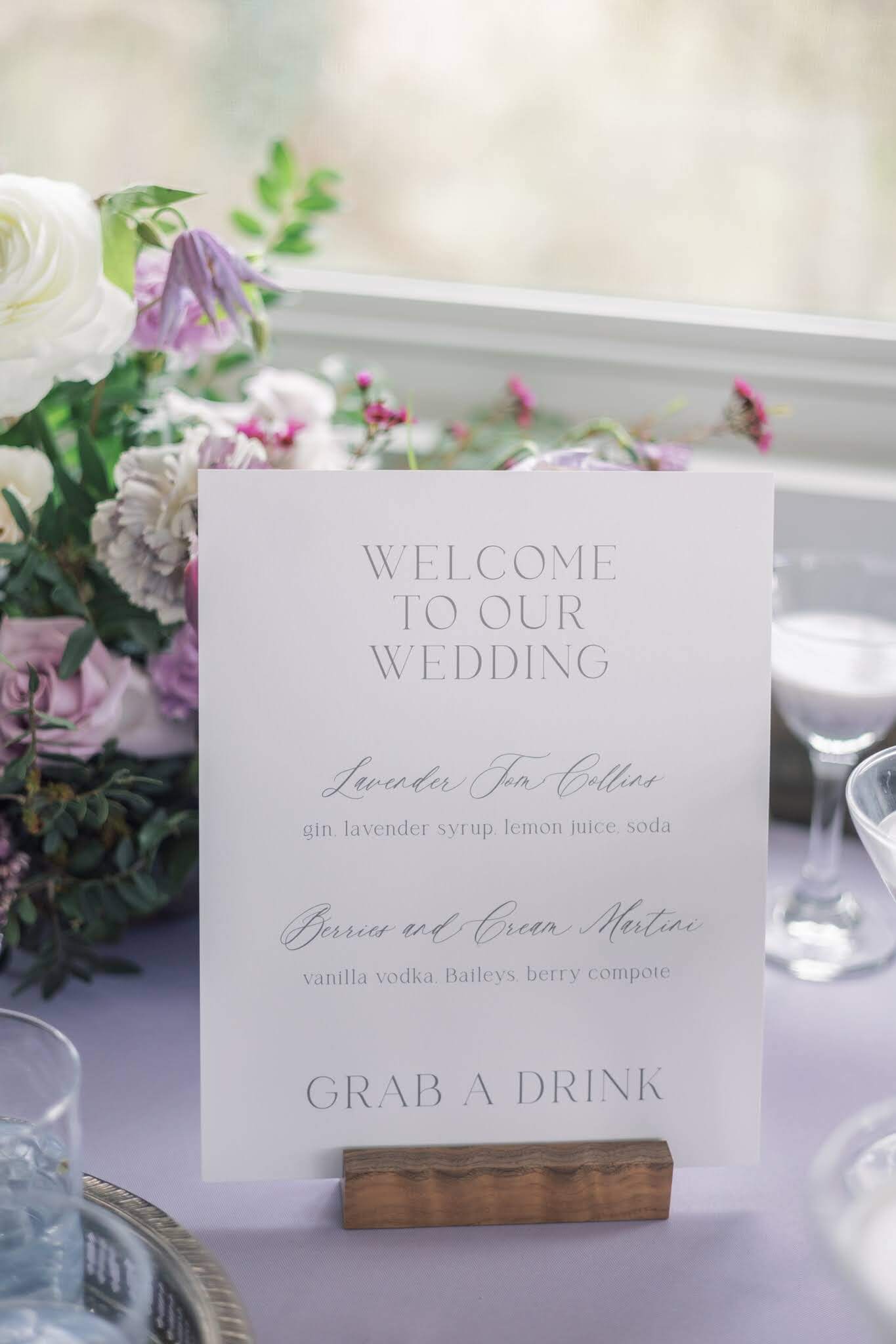 Signature drink welcome bar sign