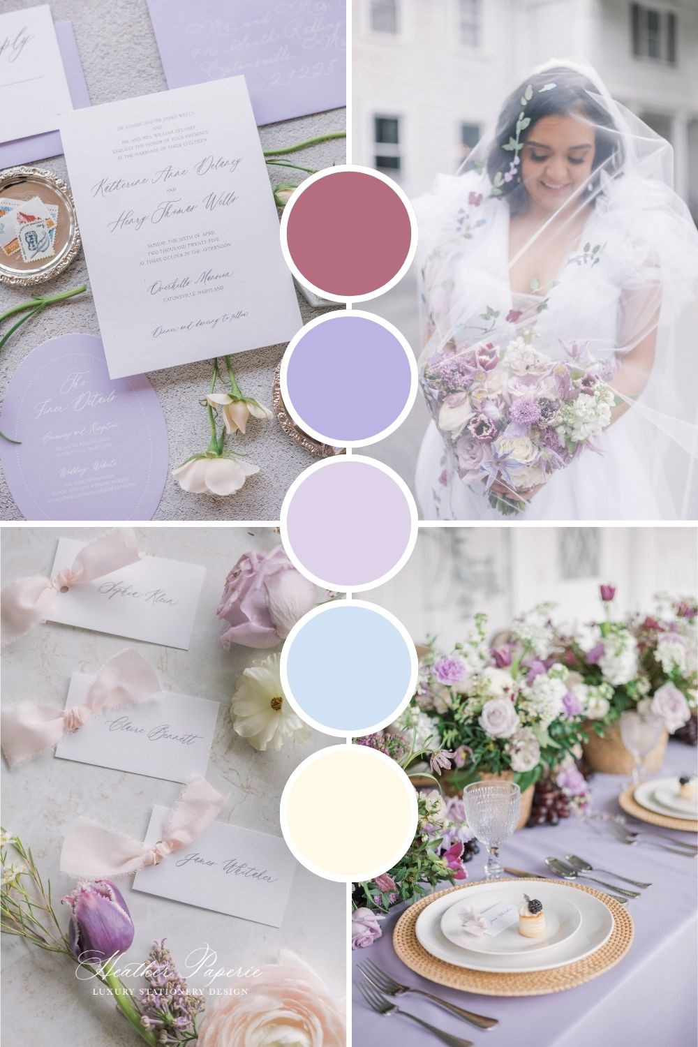 Lilac purple wedding color palette inspiration