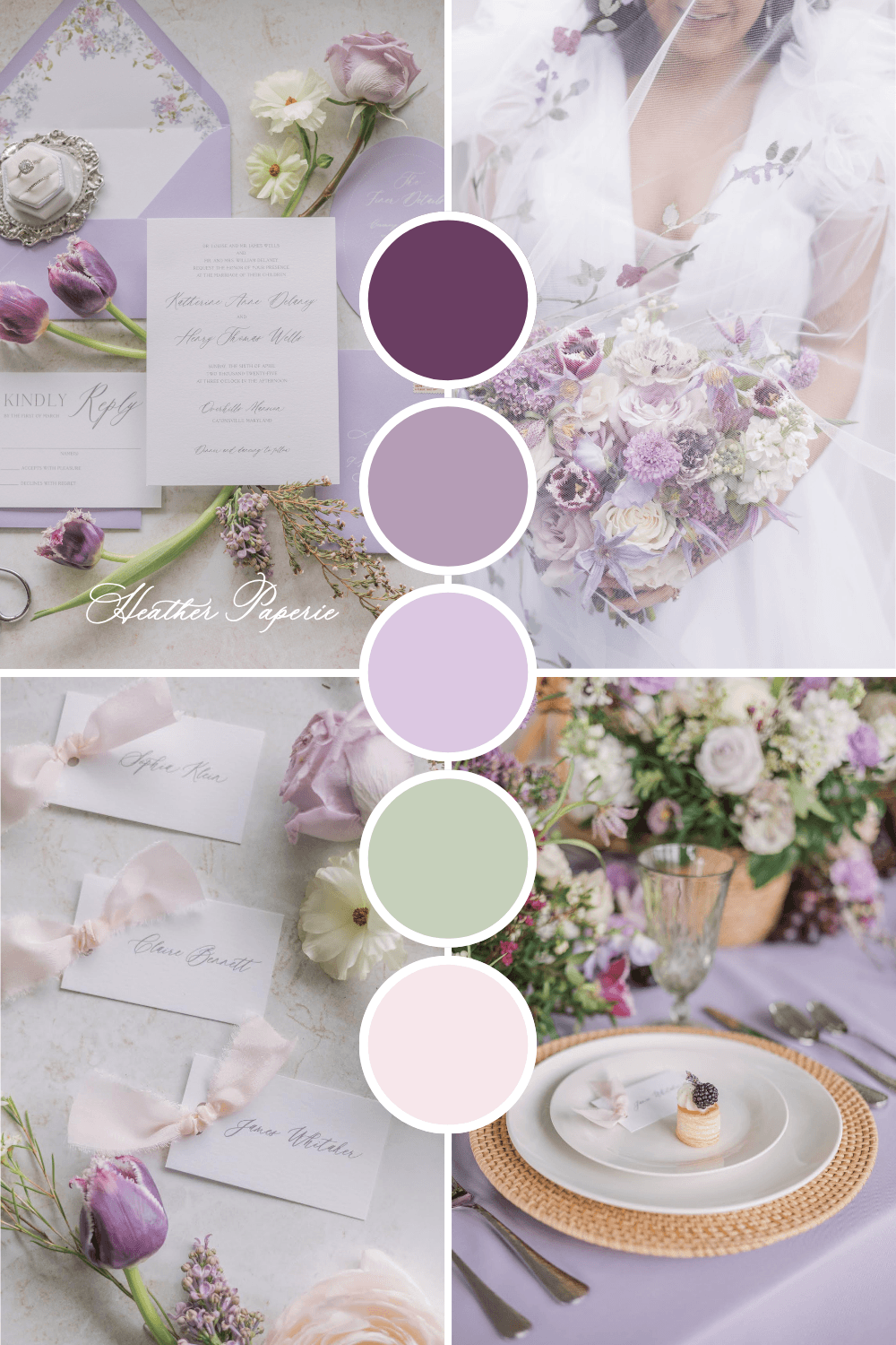 Plum and lilac spring wedding color palette inspiration