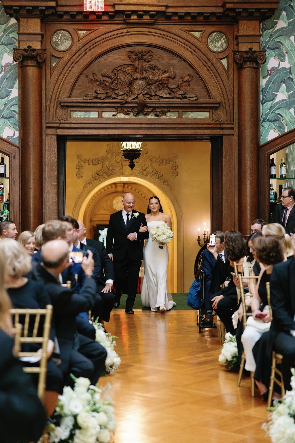 Father walks bride down aisle for wedding