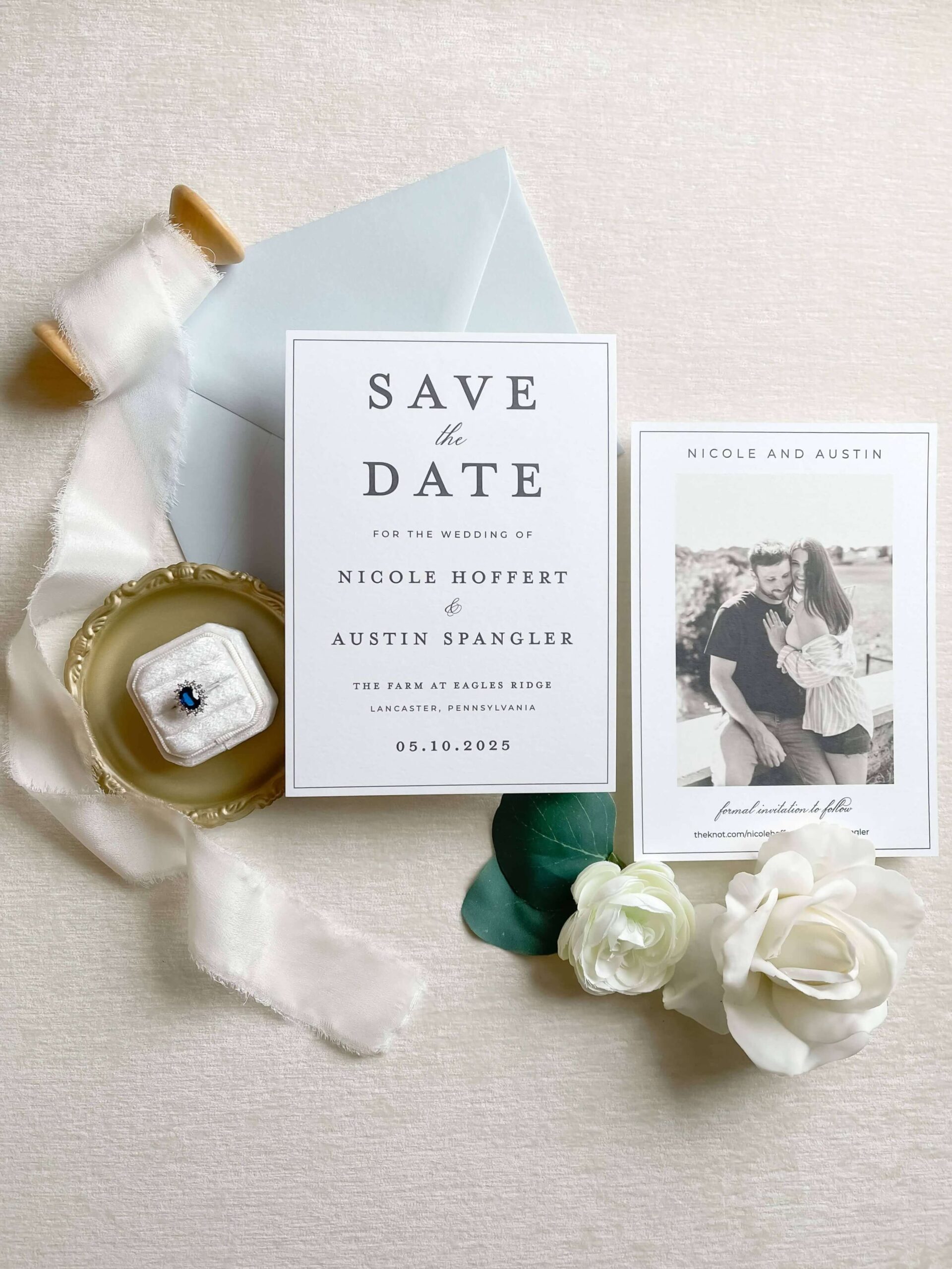 Classic black and white photo save the dates