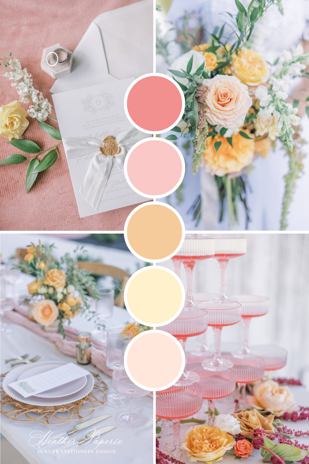 Elegant pink and orange color palette for a summer wedding