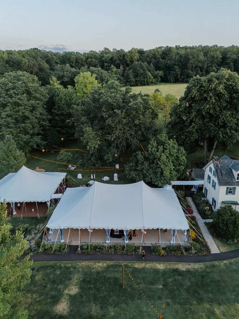Outdoor wedding tent at The Manor House at Springton Manor Farm