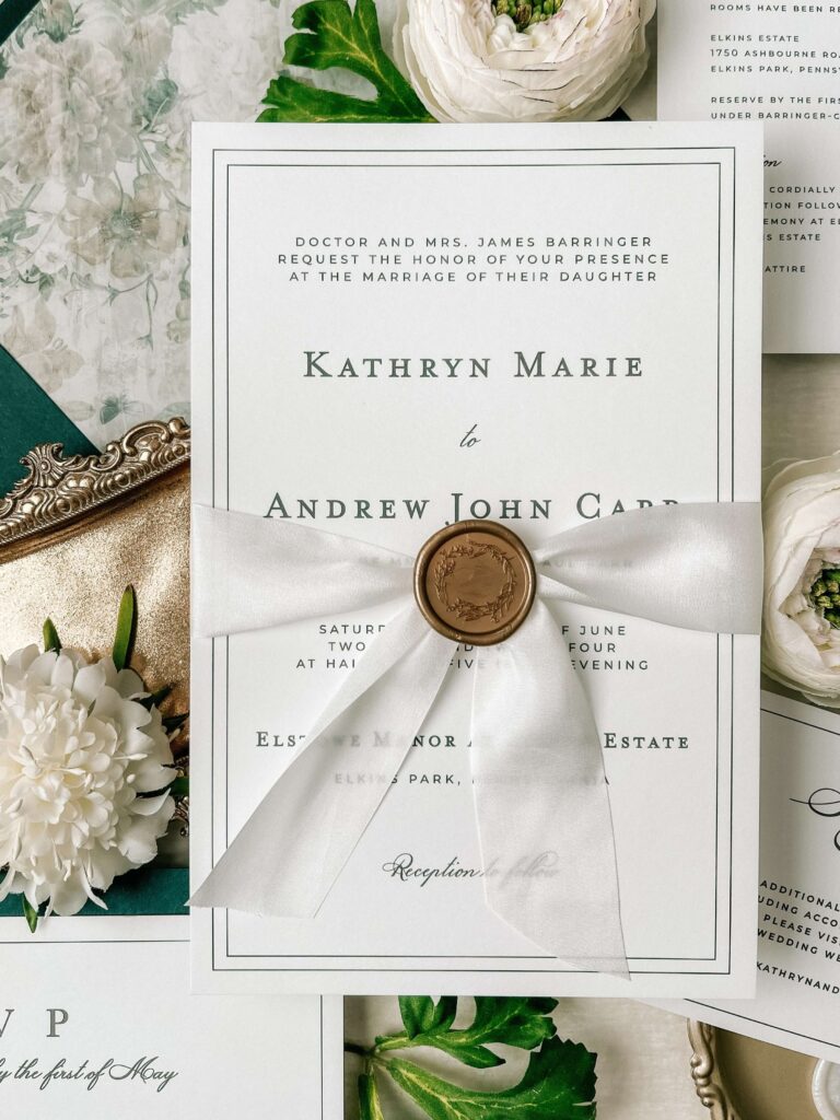 Minimalist and modern black and white semi custom wedding invitation