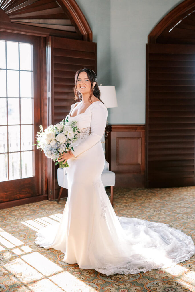 Bridal portrait in suite at Crane Club at Tesoro