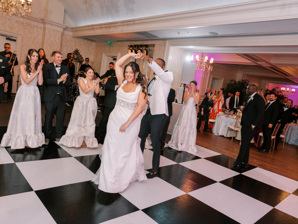 Bride and groom wedding reception entrance