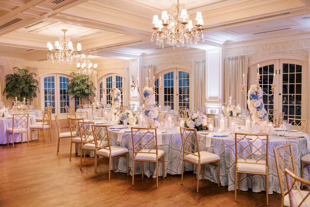 Romantic candlelit wedding reception tables at Crane Club at Tesoro