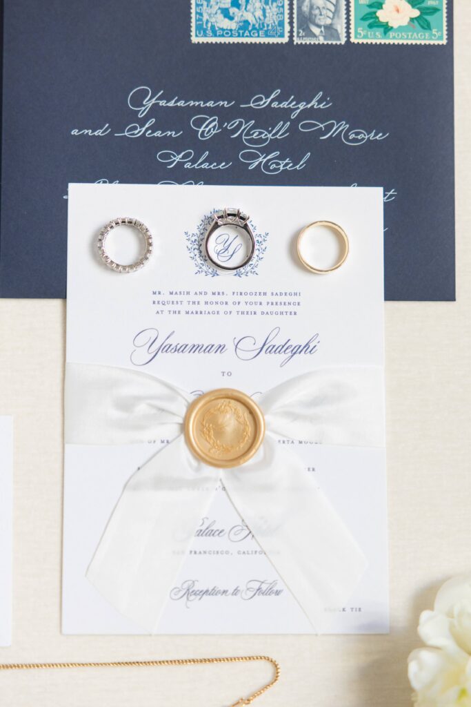 Semi-custom invitations The Caroline Suite, personalized for a wedding at the Palace Hotel