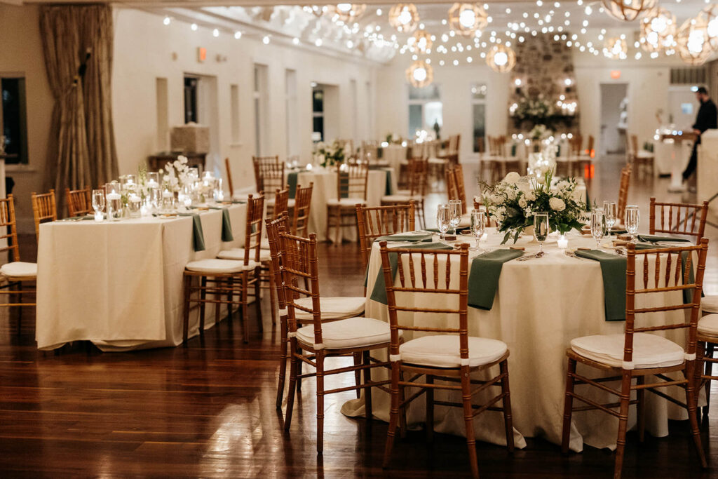 Elegant winter wedding ballroom at Pomme Radnor