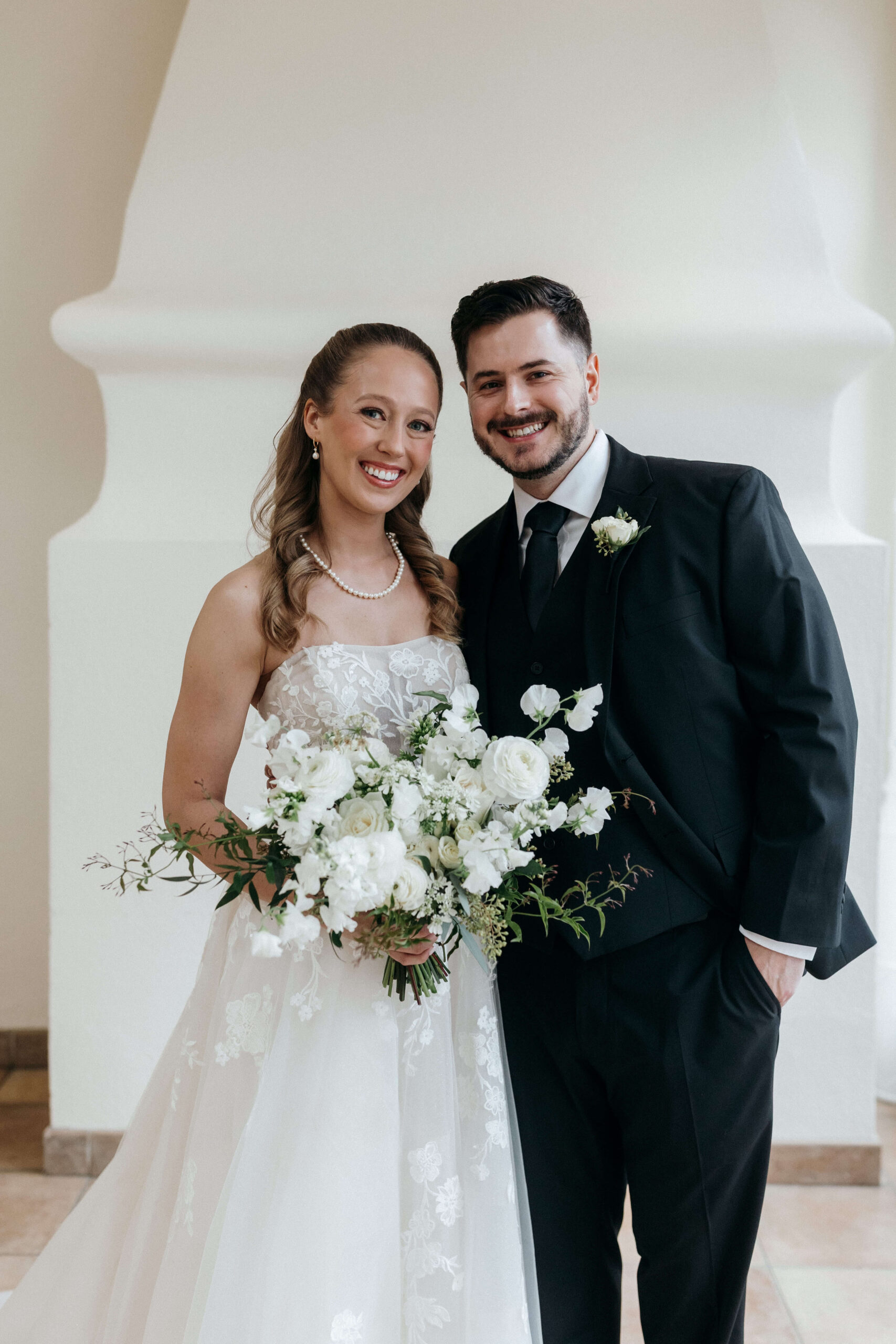 Portrait of a bride and groom on their wedding day