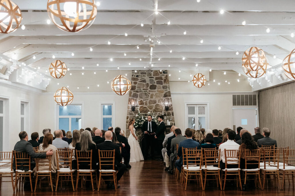Indoor wedding ceremony at Pomme Radnor