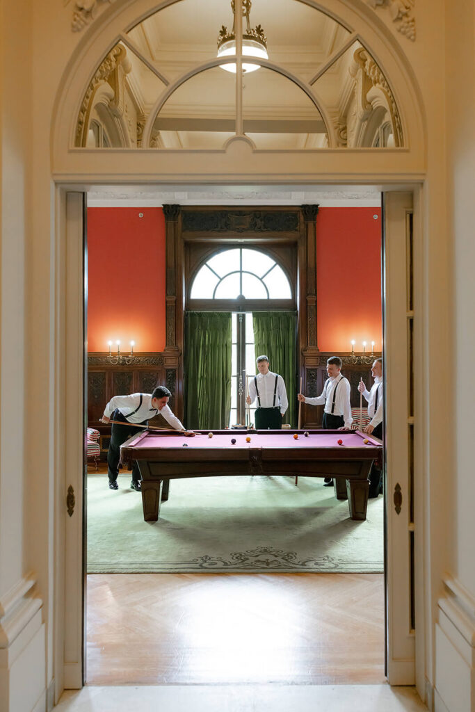 Billiard lounge for groom and groomsmen