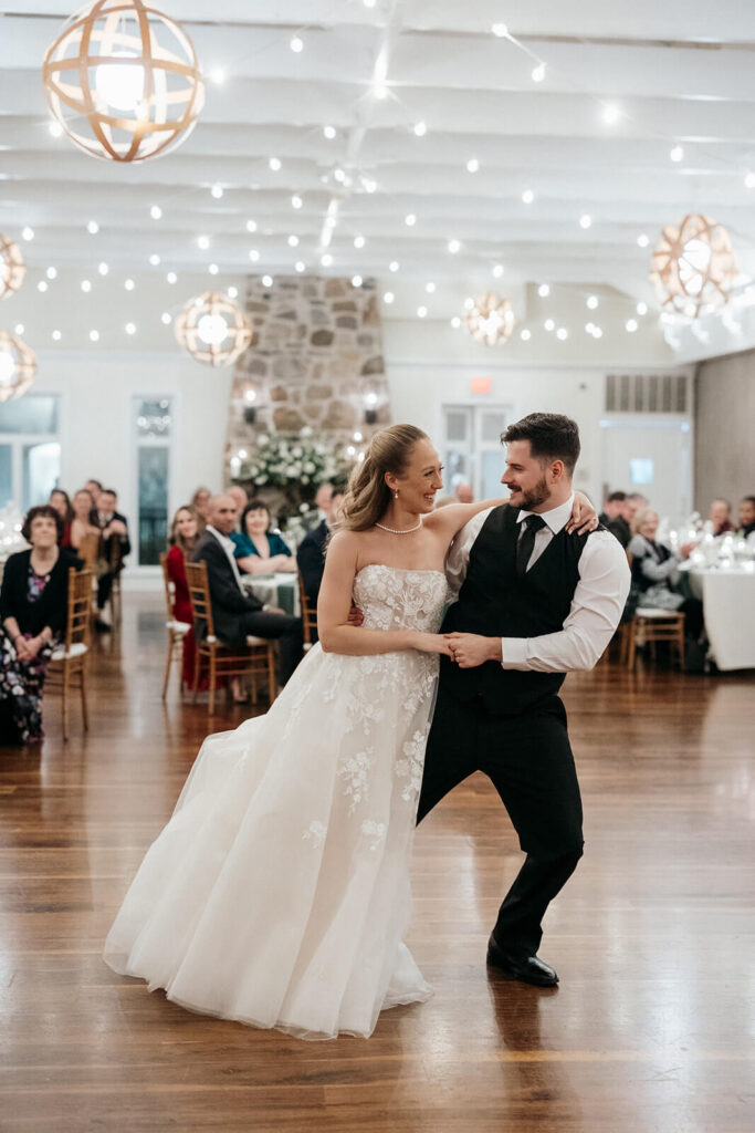 Bride and groom dancing during their first dance