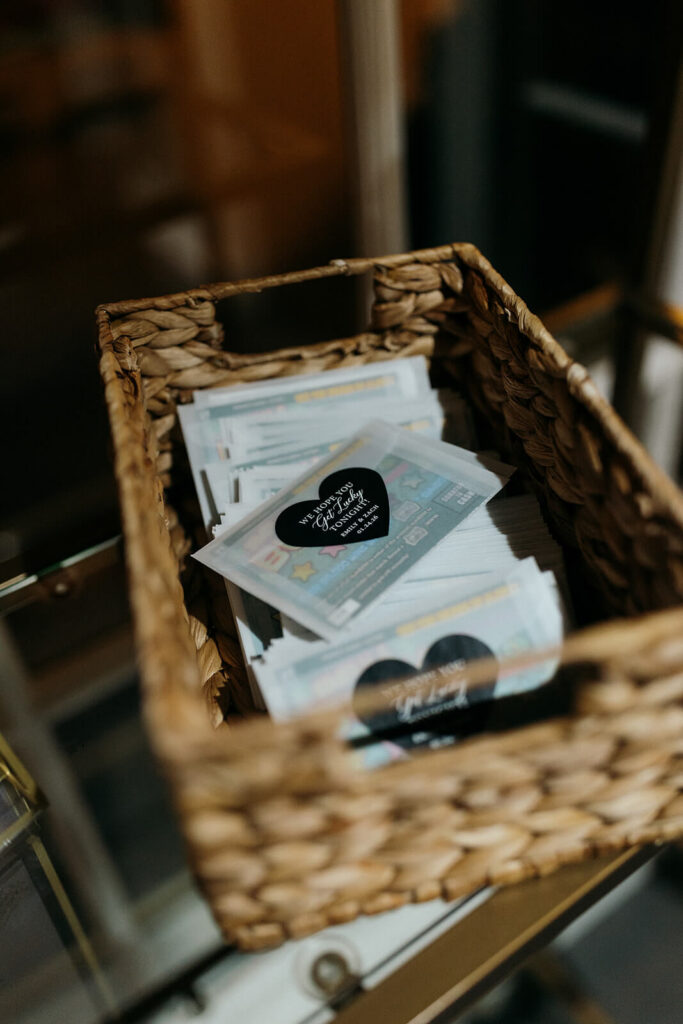 Unique wedding guest favor lottery tickets