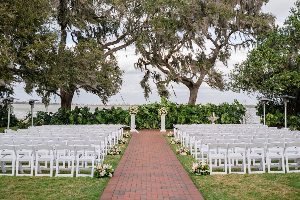 Adams Estate wedding garden set up for wedding ceremony