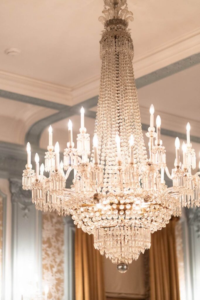 Crystal chandelier at Bourne Mansion