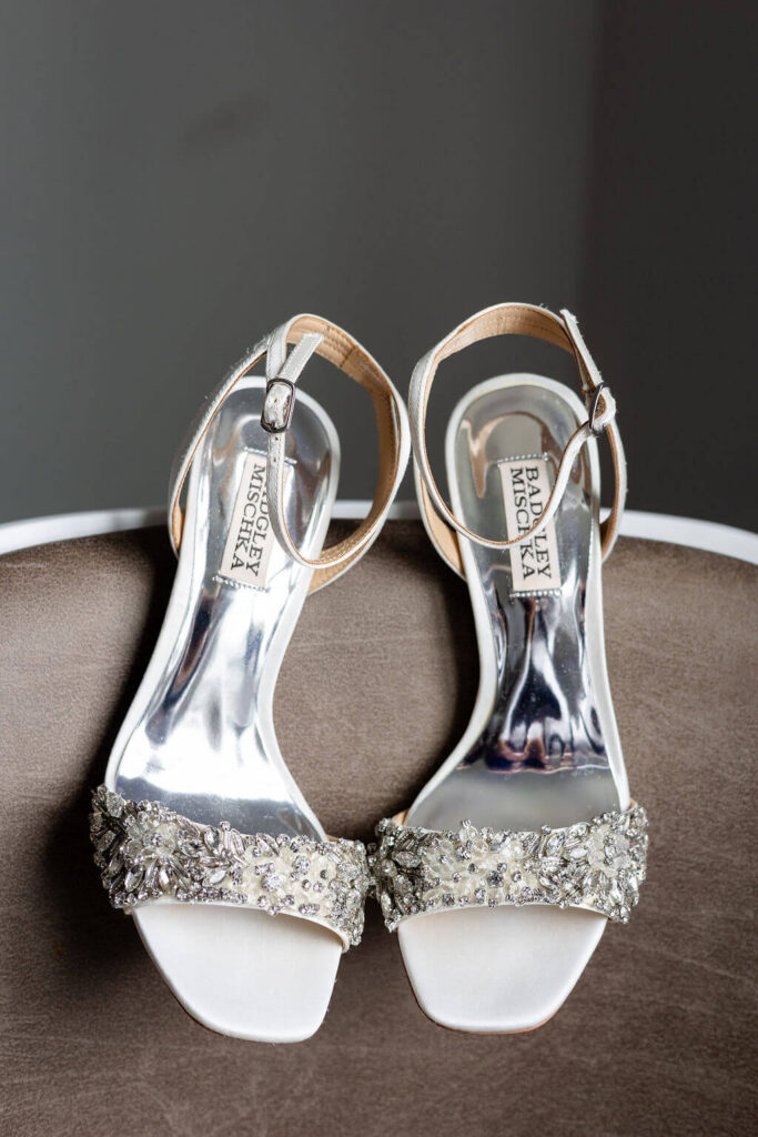Bridal shoes displayed the morning of the wedding