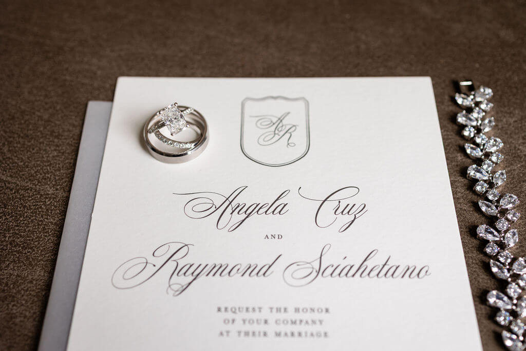 Elegant wedding invitation card with custom monogram