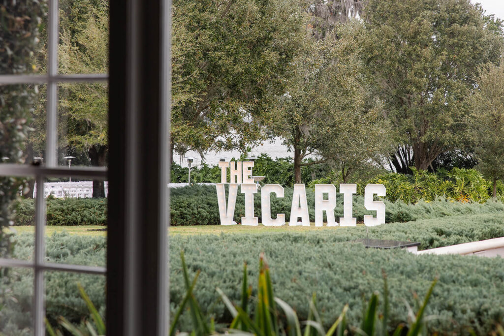 Marquee letters of the bride and groom's last name