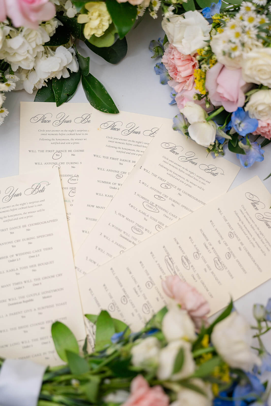 "Place Your Bets" wedding reception game for guests