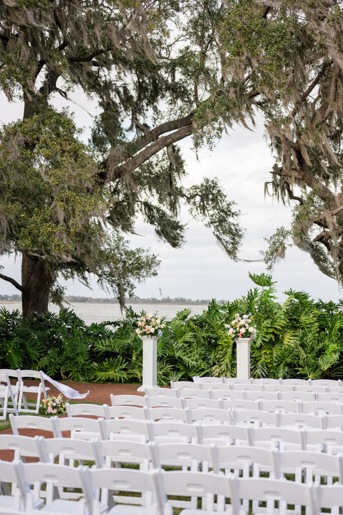 Adams Estate wedding garden set up for wedding ceremony