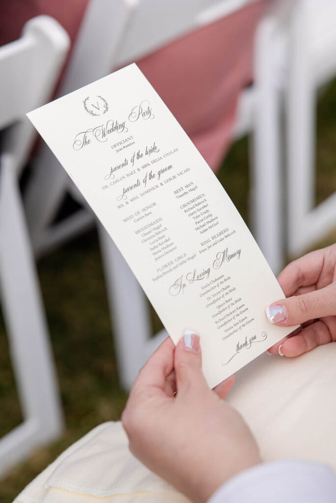 Wedding program ceremony card