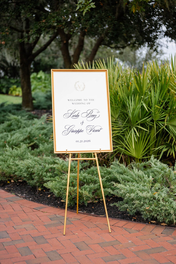 Wedding welcome sign for an Adams Estate wedding