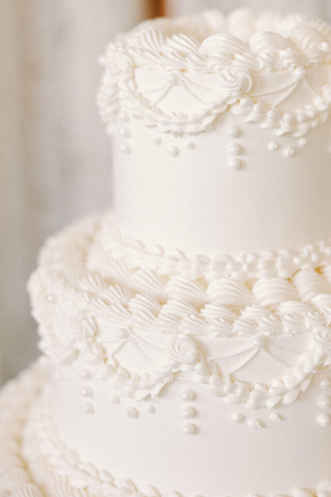 Vintage-style buttercream wedding cake